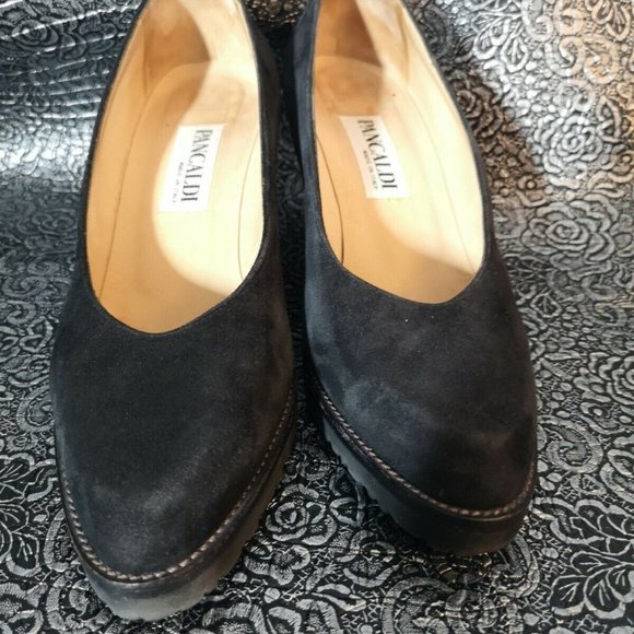 Vintage Authentic PANCALDI Platform Pumps. Black Suede from Late 80s Italy - Picture 6 of 12